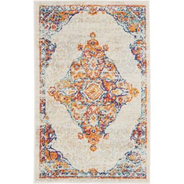 Persian Vintage Ivory And Multi 3 X 5 Area Rug