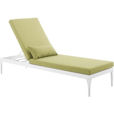 Perspective White Peridot Cushion Outdoor Patio Chaise Lounge Chair