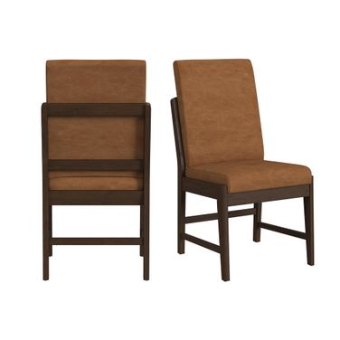 Perth Dining Side Chair Set of 2 with Bozeman PU In Brown