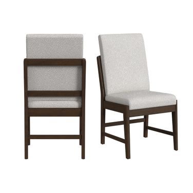 Perth Dining Side Chair with Boucle Fabric Set of 2 In Beige and Brown