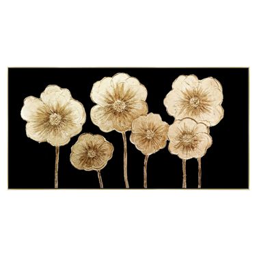 Petal Symphony Canvas Wall Art In Gold