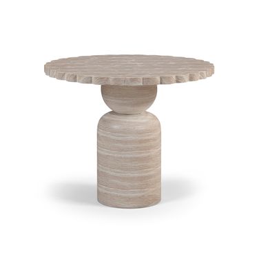 Petalia 36 Inch Concrete Indoor and Outdoor Dining Table In Travertine