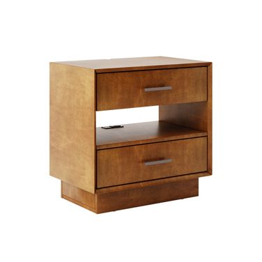 Peter 2-Drawer Nightstand With Built-In Outlets In Walnut