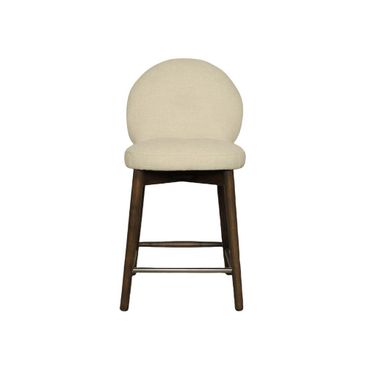 Petite Counter Stool In Crosshatch Pebble Cream and Dark Brown