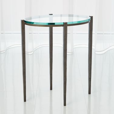 Petite Oval Accent Table In Natural Iron