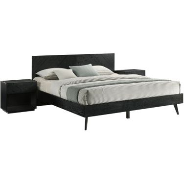 Petra 3 Piece Wood King Bedroom Set In Black