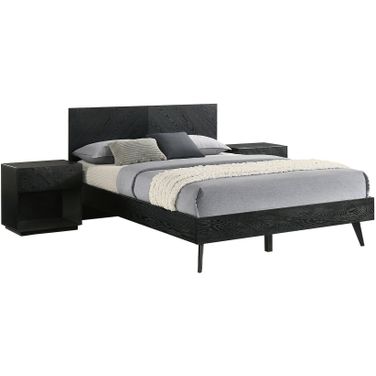 Petra 3 Piece Wood Queen Bedroom Set In Black