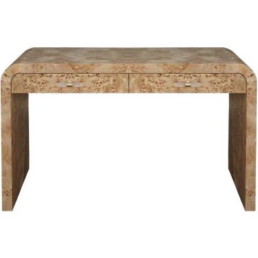 Petra Burl Wood Waterfall Edge Desk