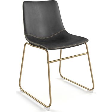 Petra Side Chairs with Gold Legs Set of 2 In Black