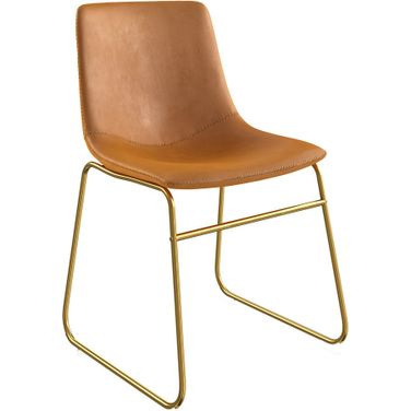Petra Side Chairs with Gold Legs Set of 2 In Light Brown