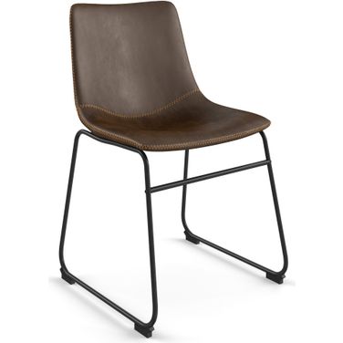 Petra Vegan Leather Side Chairs with Black Legs Set of 2 In Dark Brown
