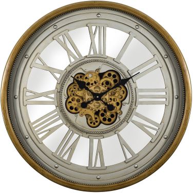 Pewter Gear Clock In Gold