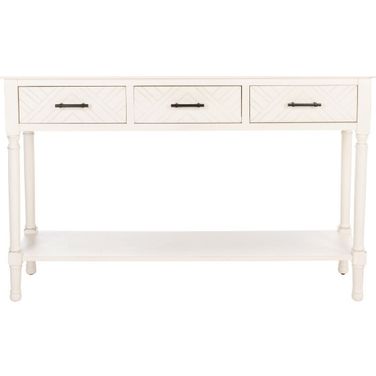 Peyton 3 Drawer Console Table in Distressed White