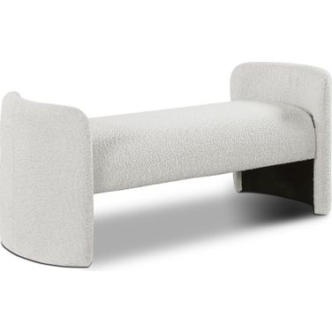 Peyton Boucle Fabric Bench In Cream