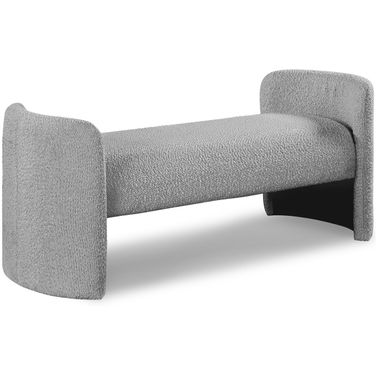 Peyton Boucle Fabric Bench In Grey