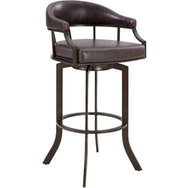 Pharaoh Swivel 26 Inch Auburn Bay and Brown Faux Leather Bar Stool