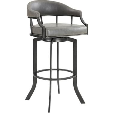 Pharaoh Swivel 26 Inch Mineral Finish and Gray Faux Leather Bar Stool