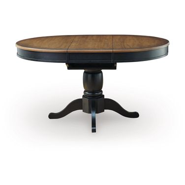 Phillinger Oval Dining Butterfly Extension Table In Black and Brown