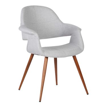 Phoebe Mid-Century Dining Chair In Walnut Finish and Gray Fabric