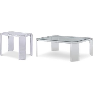 Phoenix Rectangle Occasional Table Set In Glass