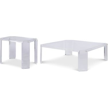 Phoenix Square Occasional Table Set In Glass