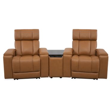 Phoenix Zero Gravity Power 2 Seat Home Theater Seating with Wedge and Immersive Audio In Autumn Caramel