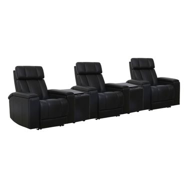 Phoenix Zero Gravity Power 3 Seat Home Theater Seating with 2 Wedges and Immersive Audio In Autumn Black