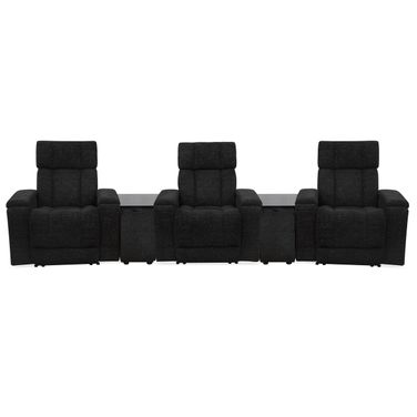 Phoenix Zero Gravity Power 3 Seat Home Theater Seating with 2 Wedges and Immersive Audio In Cabot Ebony