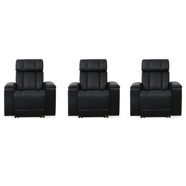 Phoenix Zero Gravity Power 3 Seat Home Theater Seating with Immersive Audio with Headrest and Foodrest In Autumn Black