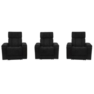 Phoenix Zero Gravity Power 3 Seat Home Theater Seating with Immersive Audio with Headrest and Foodrest In Cabot Ebony