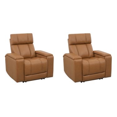 Phoenix Zero Gravity Power Recliner with Immersive Audio with Headrest and Foodrest Set of 2 In Autumn Caramel