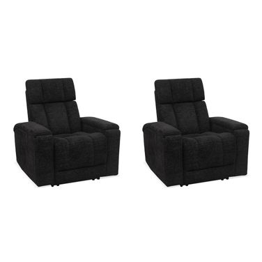 Phoenix Zero Gravity Power Recliner with Immersive Audio with Headrest and Foodrest Set of 2 In Cabot Ebony