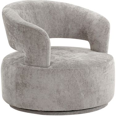 Piagia Upholstered Swivel Base Barrel Chair In Silver
