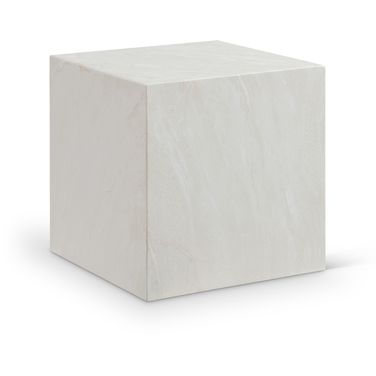Piazza Marble Finish Concrete End Table In White