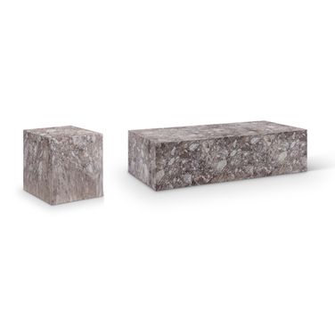 Piazza Marble Finish Concrete Occasional Table Set In Brown