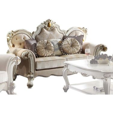 Picardy Fabric and Antique Pearl Loveseat