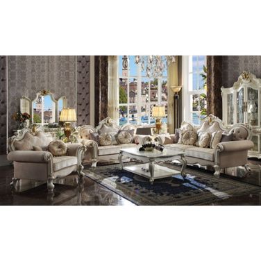 Picardy Living Room Set In Fabric And Antique Pearl