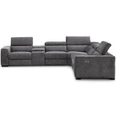 Picasso Motion Fabric Sectional In Dark Grey