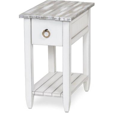 Picket Fence Chairside Table In White And Grey