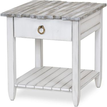 Picket Fence End Table In White And Grey