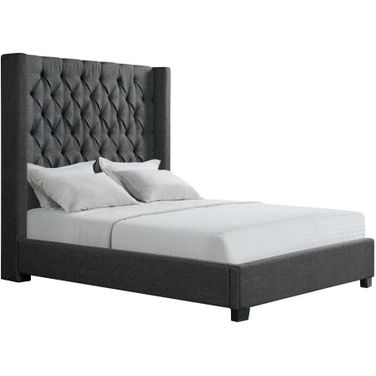 Picket House Furnishings Arden Queen Tufted Upholstered Bed in Charcoal