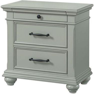 Picket House Furnishings Brooks 3 Drawer Nightstand with USB Ports in Grey