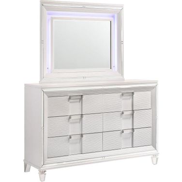 Picket House Furnishings Charlotte 6 Drawer Dresser with Mood Lighting Mirror in White