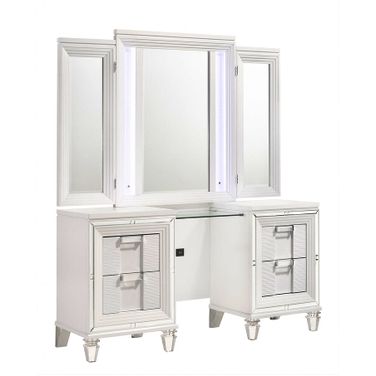 Picket House Furnishings Charlotte Vanity Set with USB in White