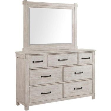 Picket House Furnishings Jack 7-Drawer White Dresser With Mirror Set