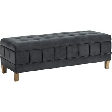 Jude Tufted Storage Ottoman In Gun Metal
