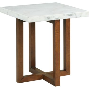 Picket House Furnishings Meyers Marble Square End Table In White
