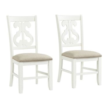 Stanford Wooden Swirl Back Side Chair Set of 2 In White