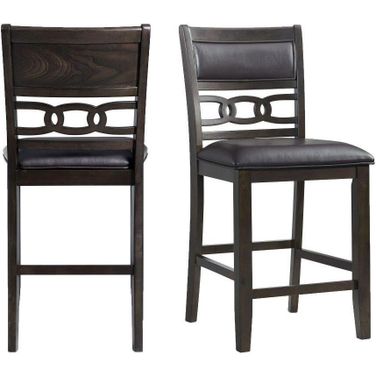 Picket House Furnishings Taylor Counter Height Faux Leather Side Chair Set 2 In Walnut