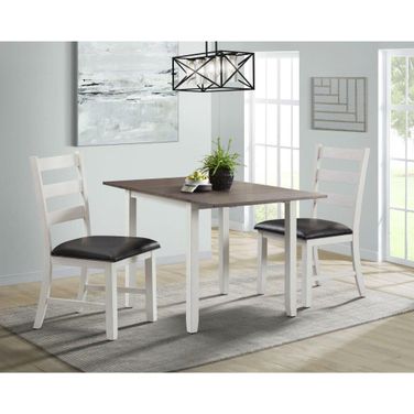 Picket House Furnishings Tuttle 3Pc Drop Leaf Dining Set In Brown-Table and Two Chairs